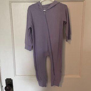 KYTE Baby Jersey Hooded Zippered Romper in Taro 18-24 months NWOT
